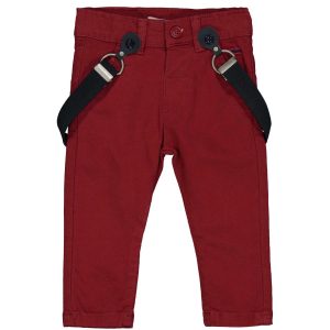 Βρεφικό μπορντό τζιν με τιράντες Birba