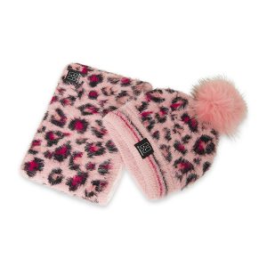 Σετ σκούφος με λαιμό λεοπάρ ροζ Nath