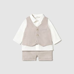Βρεφικό σετ πουκάμισο, γιλέκο και βερμούδα Mayoral