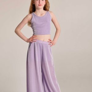 Σετ μπλούζα με παντελόνα σε ύφασμα glitter λιλά Melin Rose